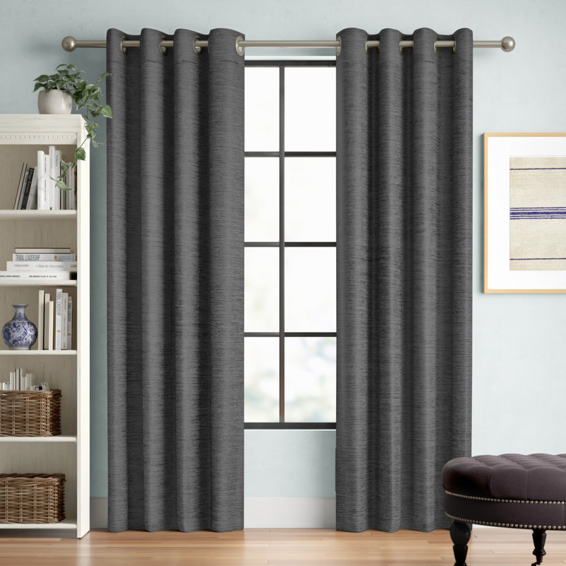 Breedlove Eyelet Room Darkening Single Curtain, 130cm Width x 225cm Drop, Grey