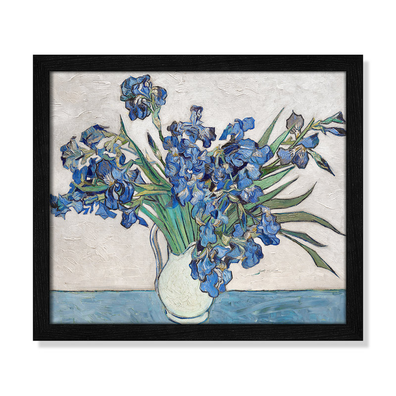 Imprimé iris bleu par Vincent Van Gogh, H 15 po x l 13 po, Cadre noir mince, Pas de tapis