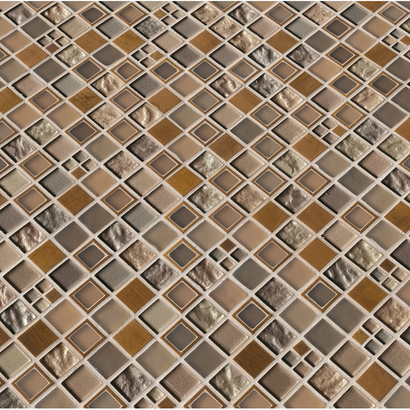 Urban District x 12 in. x 12 in. Metal Glass Blend Mosaic Floor and Wall Tile