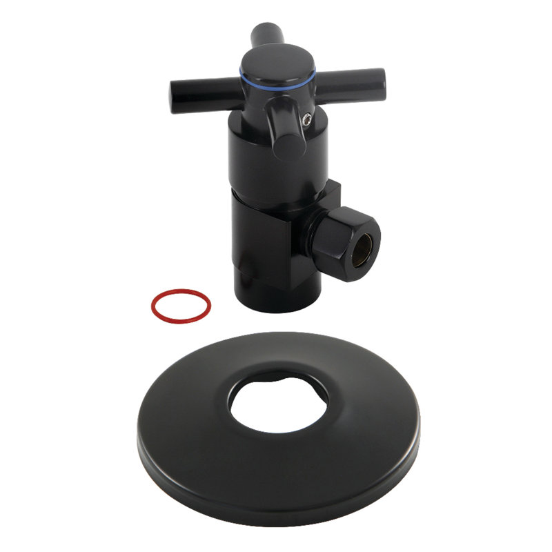 Kingston Brass 1/2-Inch FIP x 3/8-Inch OD Comp Anti-Seize Deluxe Quarter-Turn Ceramic Hardisc Cartridge Angle Stop with Flange