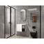 Meuble-lavabo mural 24 po pour la salle de bain, 2 portes à fermeture douce, armoire blanche brillante, 1/2 porte en verre gris, base en contreplaqué, garniture de rangement, évier exclu, meuble-lavabo pratique pour la salle de bain, finition de fermeture,-130598183