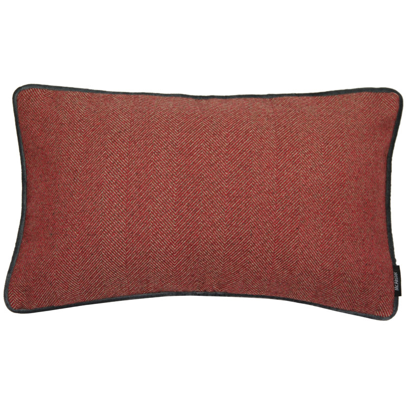 Suwanee Rectangular Cushion, 30 x 50cm, Red/Charcoal