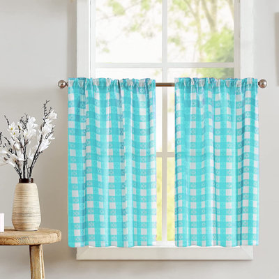 Poplin Tavern Gingham Checkered Cafe Tier Curtains