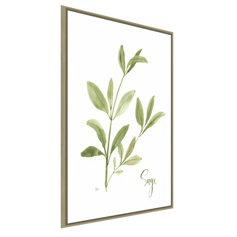 " Herb Sage " by Nan Painting Print, 27.5" W x 43.5" H, Brown Framed