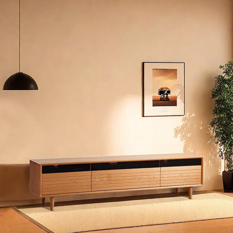 Japanese style solid wood TV stand, 70.87"