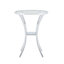 Table de bar en acier inoxydable avec plateau en verre trempé et base plaquée en chrome