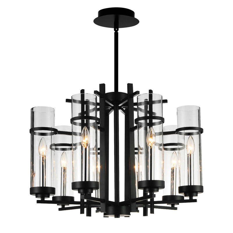Maren 8 Light Black Chandelier, 26-Inch Modern Ceiling Light Fixture for Dining Room or Kitchen