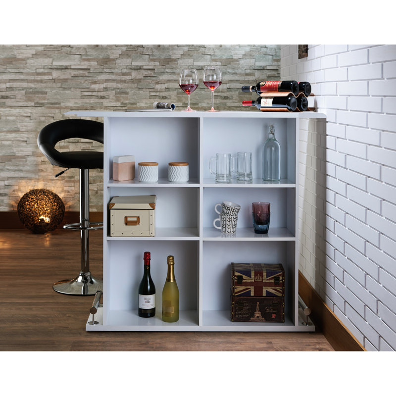 Table de bar rectangulaire à 6 tablettes avec brillant blanc - meuble solide et élégant qui dîne dans un objet élégant