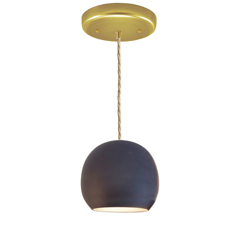 Luminaire suspendu 1 lumière, Laiton, Noir mat, H 100 po x l 5 po x P 5 po