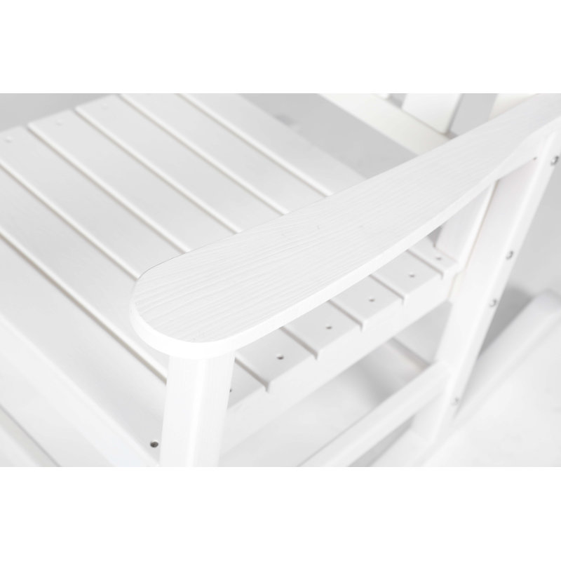 All Weather Rocking Chair Set With Side Table, White