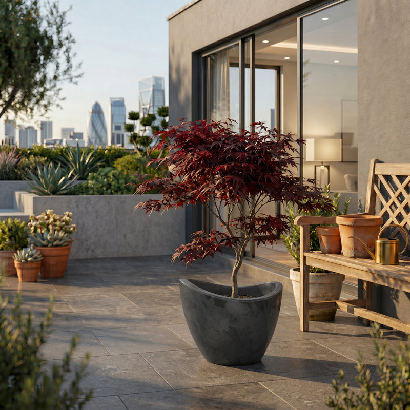 Vinisha ECOBO EcoFriendly Round Pot Planter, Onda IndoorOutdoor use, Four Season Use, Dark Gray, 11.8" H x 15.8" W x 15.8" D