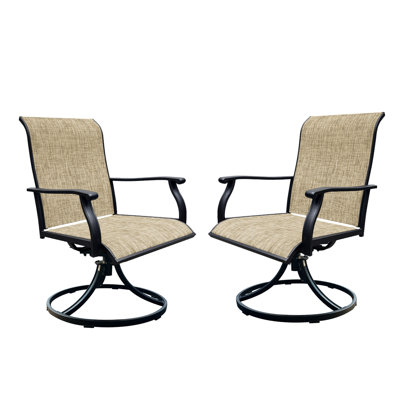 Lot de 2 chaises de patio pivotantes - Structure robuste idéale pour la pelouse, le porche et le jardin. Style moderne, respirant, légèrement berçant, confortable pour la cour arrière et le porche.