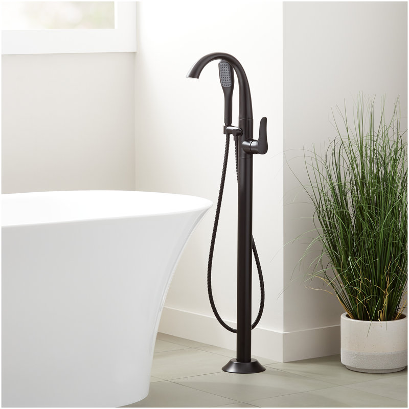 Provincetown Freestanding Tub Faucet with Hand Shower and Rough-In Valve Less Stops - Matte Black, Matte Black