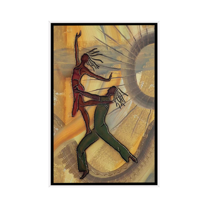 Danseurs par Fred Odle-impression, Pas de tapis, H 26 po x l 18 po x 1,5 po, Toile blanche encadrée