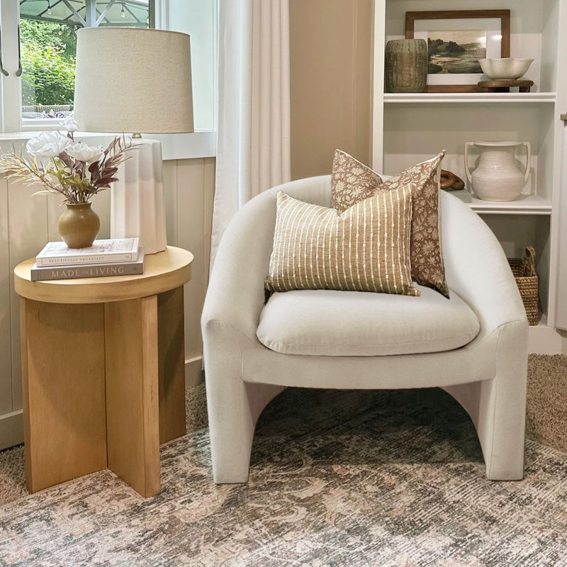 Ichika 32" W Chenille Accent Chair , Beige Chenille