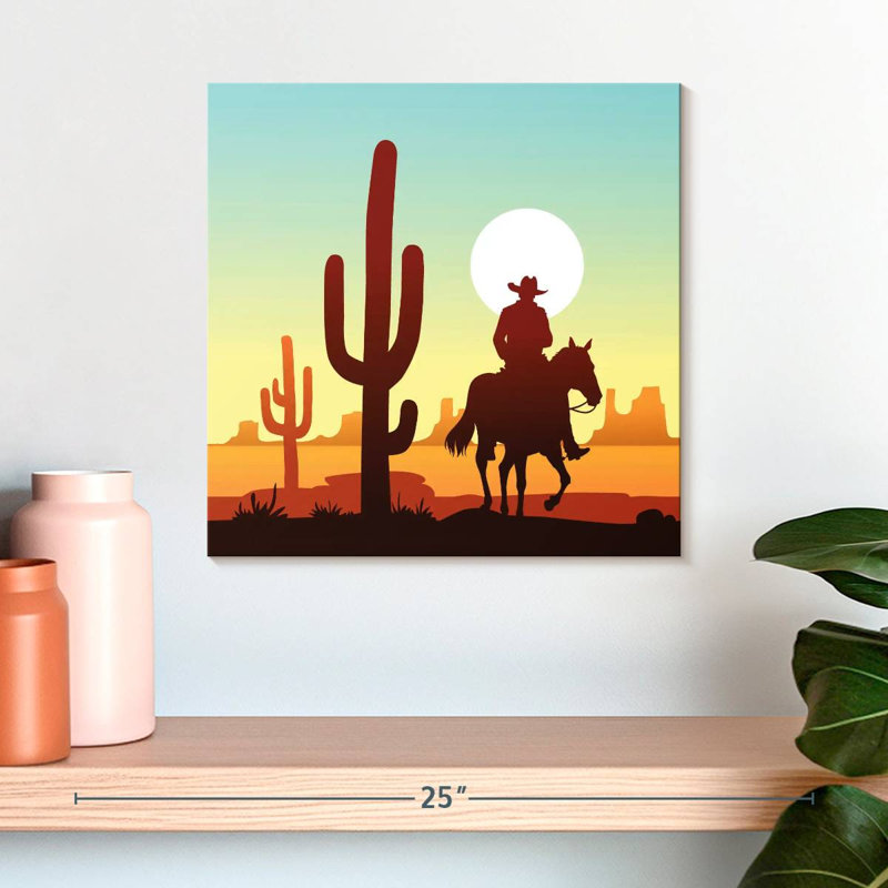 Lelar Cactus Desert Cowboy, 16" H x 16" W