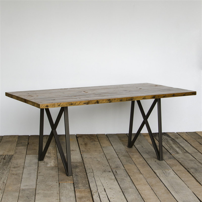 Monarch Solid Wood Top Metal Base Dining Table, Antique, 30" H x 108" L x 42" W