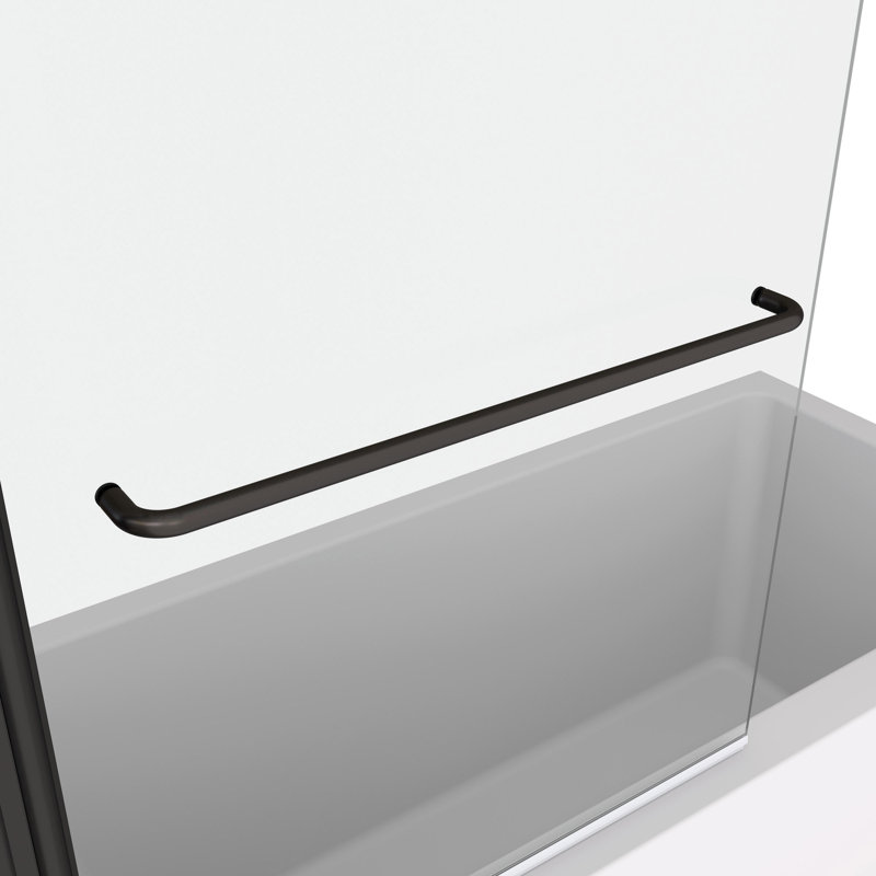 Bath Tub Pivot Shower Screen, With 1/4" Tempered Glass And Towel Bar 3458, Matte Black