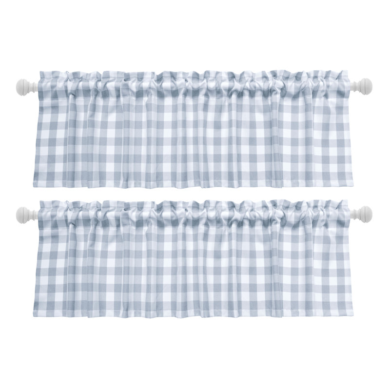 Rashara Plaid Tailored 56" Window Valance, Gray/White, 56" W x 14" L