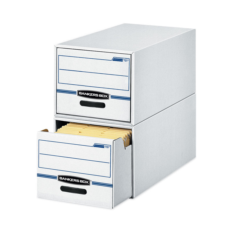 White and Blue Legal Size Stackable Drawer Cabinet with Plastic Handle
