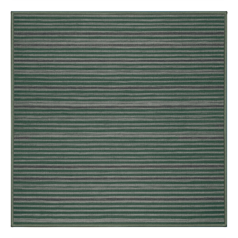 Tapis vert à rayures horizontales lavable à la machine, Carré 5 pi