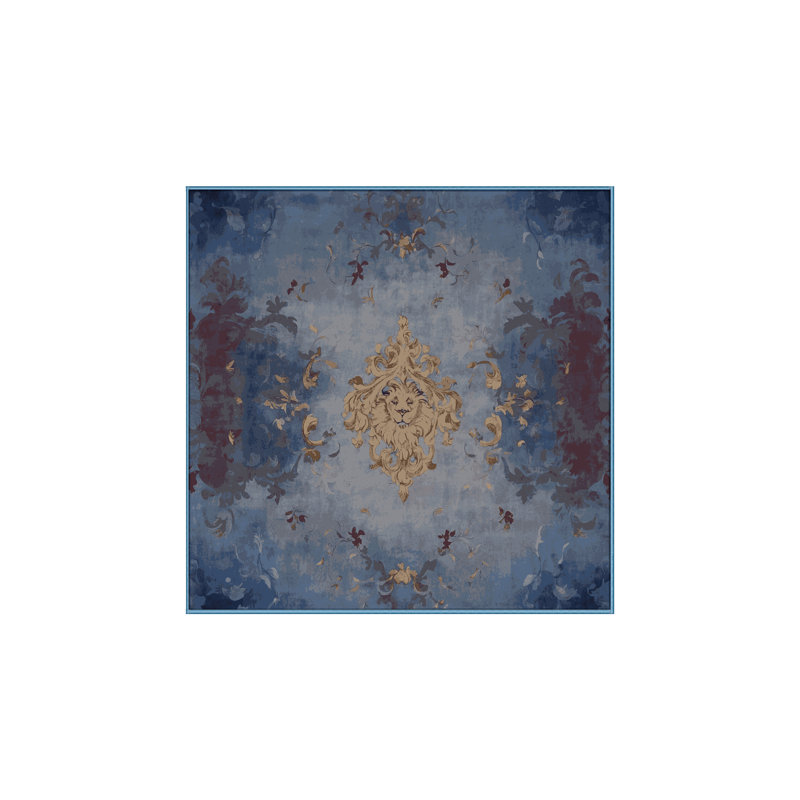 Tapis bleu soyeux et moelleux, Carré 3 pi
