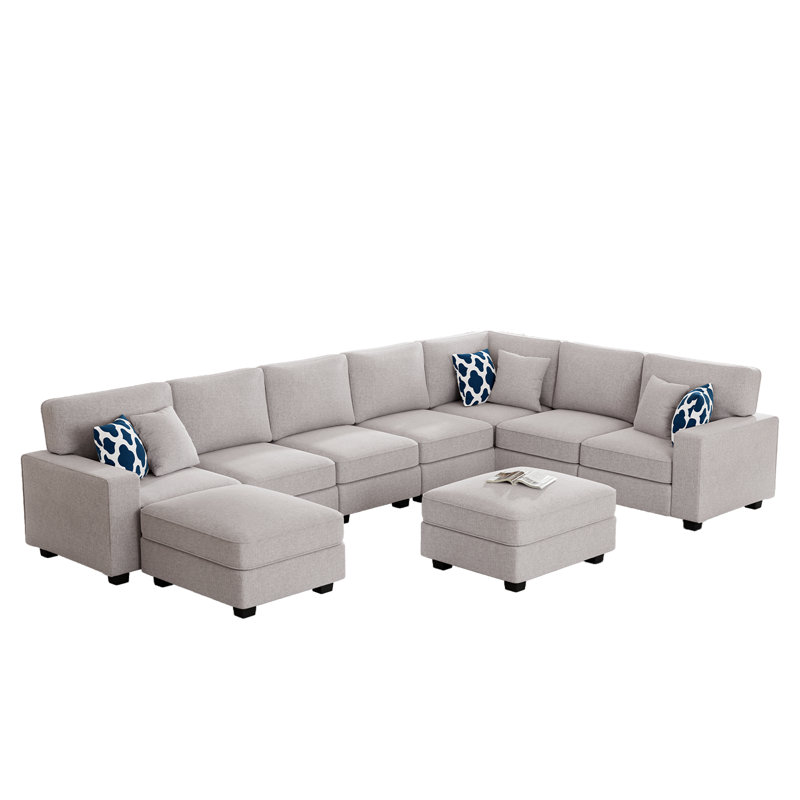 Canapé modulaire réversible à combinaison flexible, Mélange de polyester gris