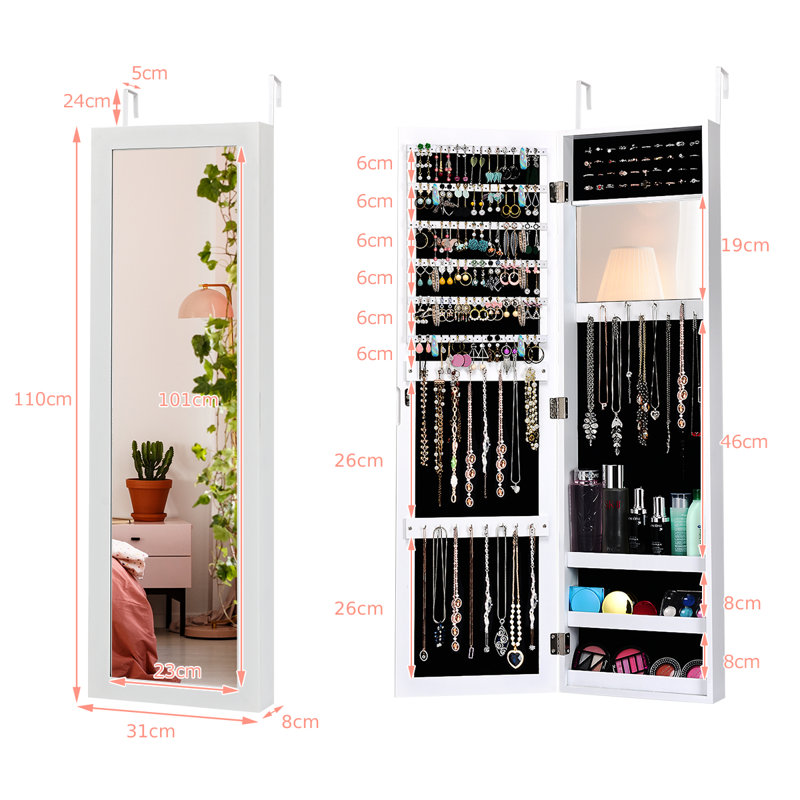 Kristene Wall Jewelry Armoire, White