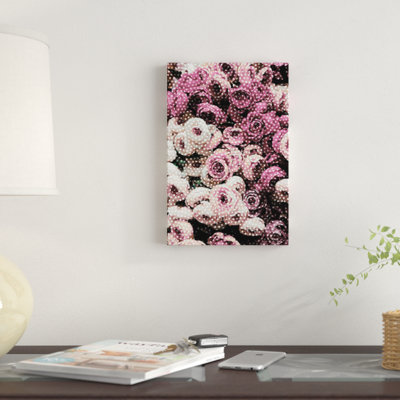 Fleurs avec pois par Emanuela Carratoni - impression sur toile tendue