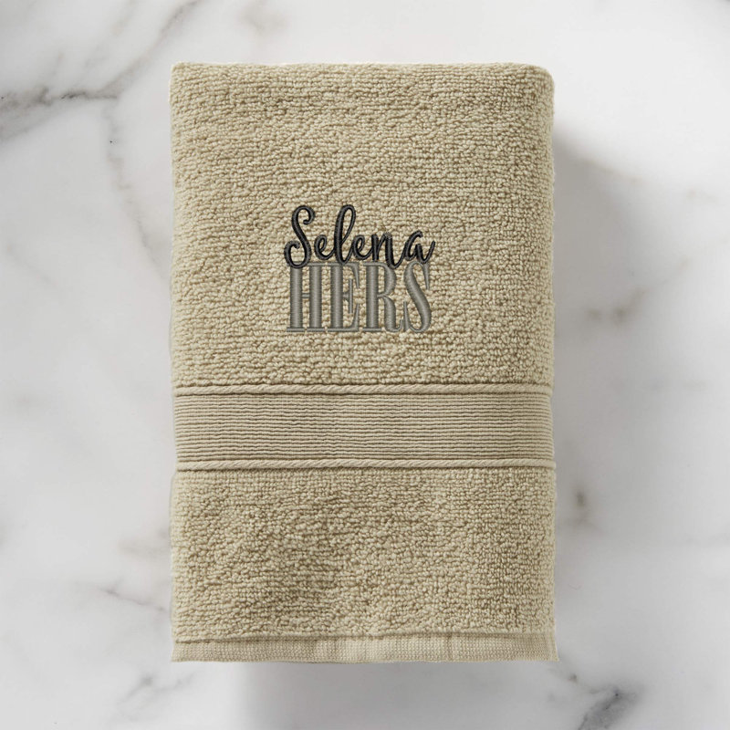 Serviette de bain brodée 100% coton de luxe, Taupe