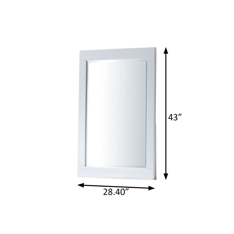 28.4"W Contemporary Mirror, White