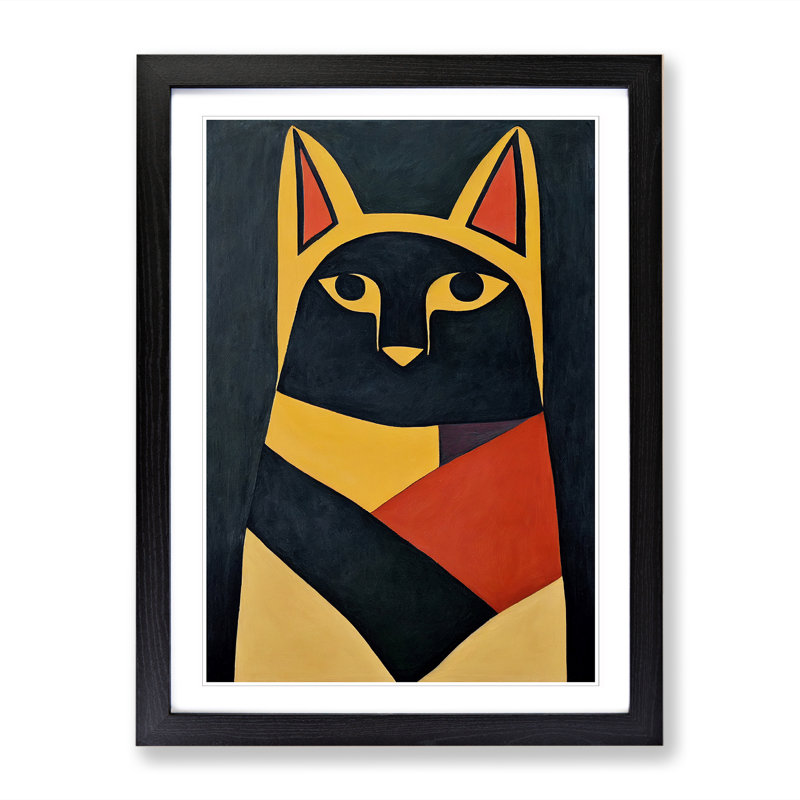 Chifley Egyptian Cat - Wrapped Canvas Print, 34cm H x 25cm W x 2cm D, Oak