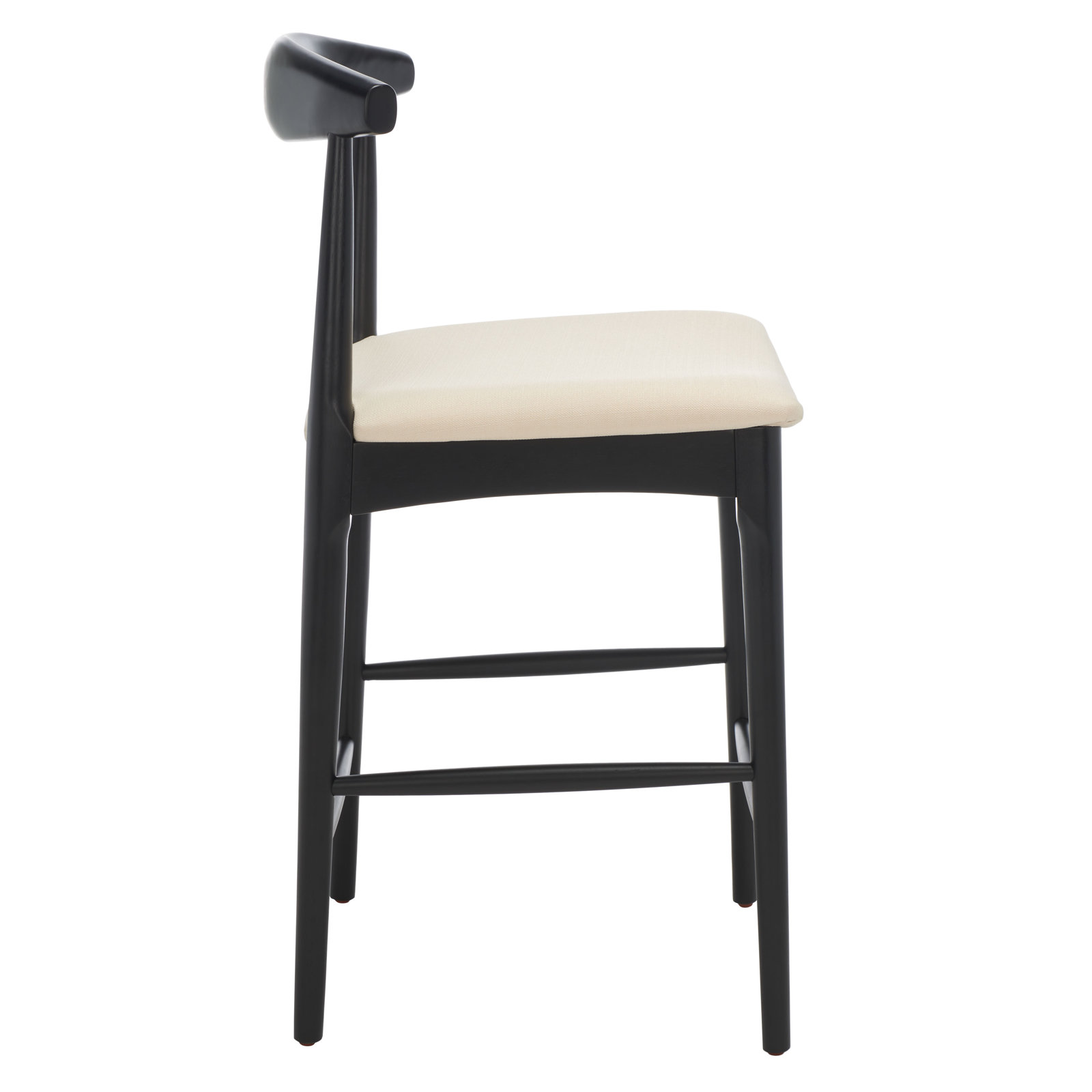 Hank " Bar Stool, Black, Cream, Counter Stool (25.67" Seat Height)