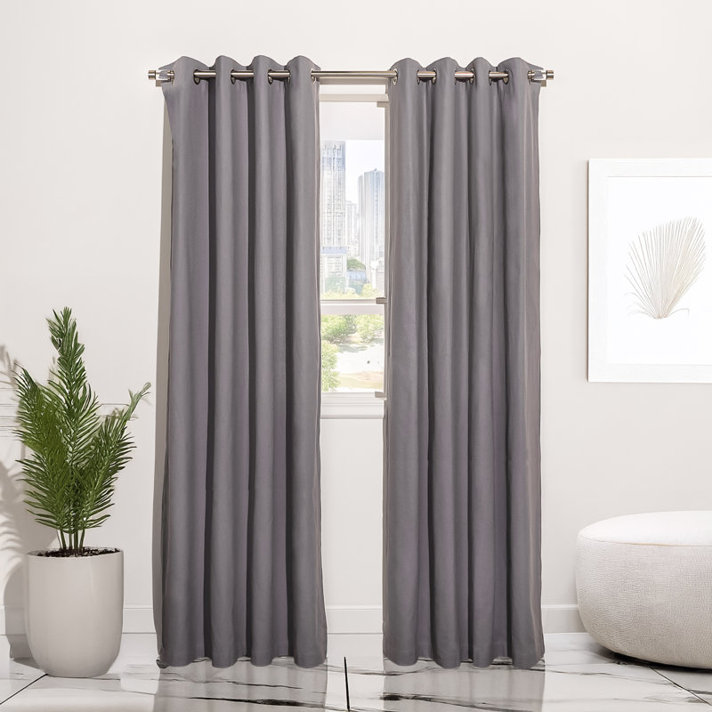 Panneaux de rideaux semi-transparents 100% coton, L 52 po x L 84 po, Gris