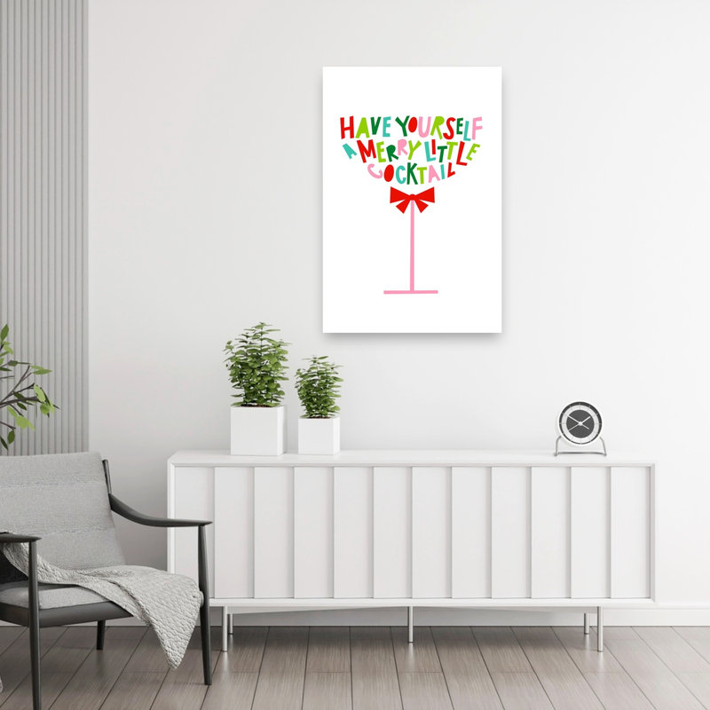 Merry Little Cocktail Colorful Modern Winter Wall Art Print by Dominique Vari - Wrapped Canvas Print, 91.44cm H x 60.96cm W