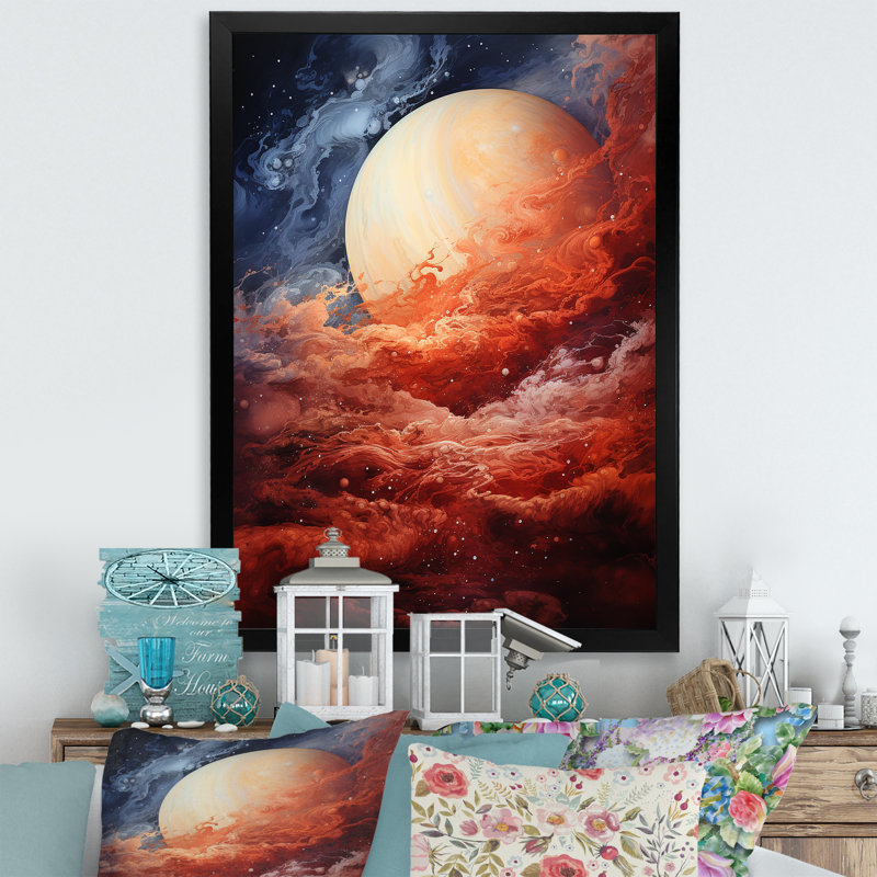 Planète Jupiter orageux II - impressions sur toile de Jupiter, Cadre photo noir, H 20 po x l 12 po x P 1 po