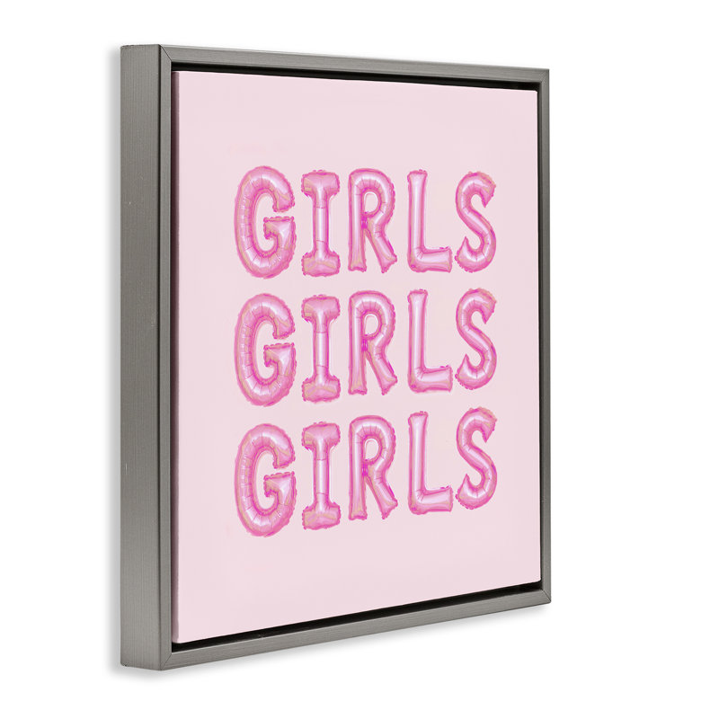 Cadre flottant pour filles avec motif de lettres, design par Lish Creative, H 25 po x l 25 po, Cadre flottant gris lustré