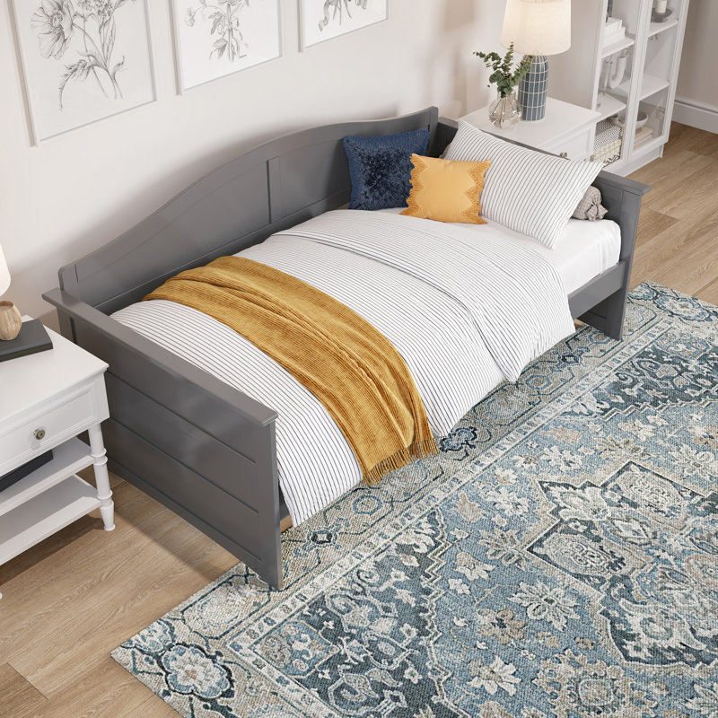 Lit de jour simple en bois massif Amalya, gris
