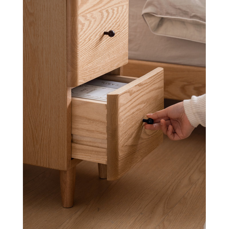 Tables de chevet étroites en chêne massif, Singluar, 24.41" H x 15.75" W x 11.81" D 