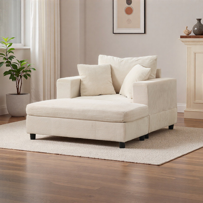 Méridienne avec canapé-lit d'appoint amovible, canapé-lit rembourré avec coussins, fauteuil rembourré à assise profonde moderne pour le salon, la chambre à coucher