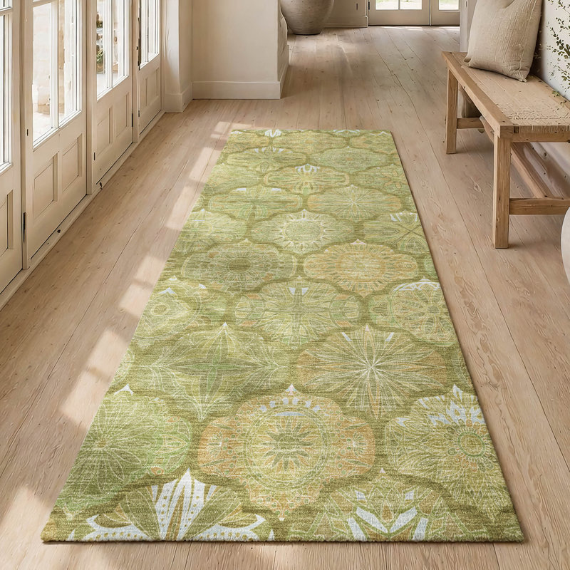 Machine Washable Indoor/Outdoor Chantille ACN2879 Lattice Rug, 2'3" x 7'6" Runner, Aloe