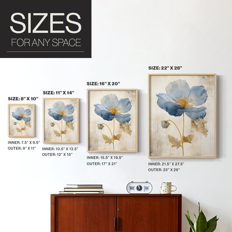 Impression encadrée FLORAL Series L III - bois massif, H 11 po x l 9 po