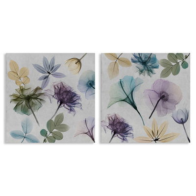 Ensemble d'art mural sur toile X-Ray Floral Collage 2 PC par Albert Koetsier