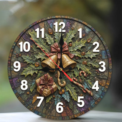 Christmas-Clock-Face-Bells-Holly-Gift