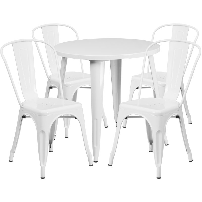 Ensemble de salle à manger 5 pièces Alizee, Blanc