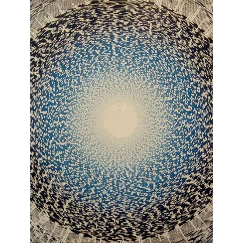 «Group of Mediation», peinture acrylique par Ghanshyam Gupta - art abstrait mandala sur toile dégradé bleu 48 po x 48 po