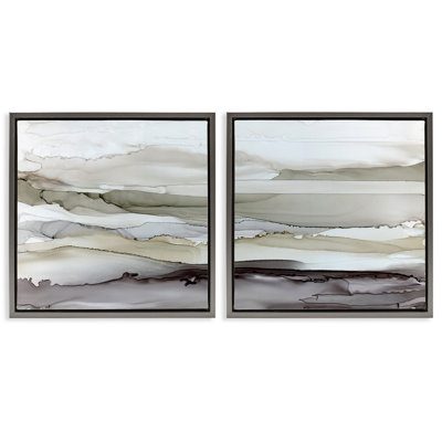«Abstract Watercolor Wave Interpetation», ensemble de 2 toiles flottantes encadrées par Carol Robinson