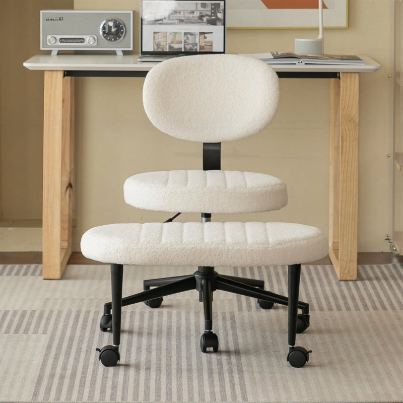 Chaise de bureau ergonomique avec dossier et base roulante, Blanc