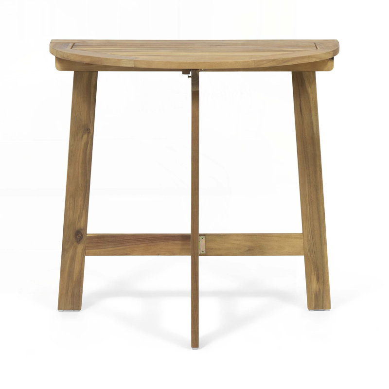 Outdoor Half-Round Folding Acacia Wood Bistro Table, Brown