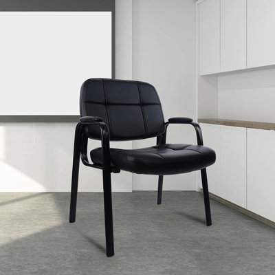 Faux Leather Seat Waiting Room Chair with Metal Frame